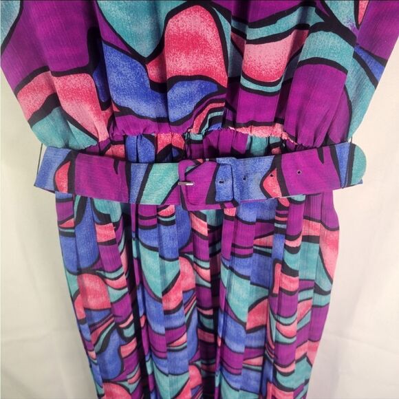 Vintage Cami Petites Multicolor Abstract Pattern Dress - Picture 2 of 16